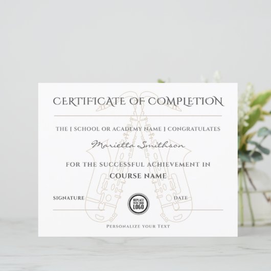 Certificaat voor voltooiing van moderne saxofone-c (Staand voorkant)