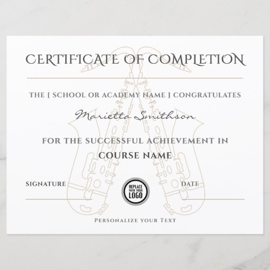 Certificaat voor voltooiing van moderne saxofone-c (Voorkant)