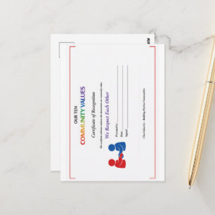 Certificaat 'We Respecteren Elkaar' Briefkaart