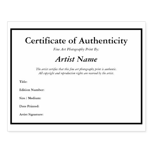 Certificaatauthenticiteit voor Sjabloon fotografie Rubberstempel (Afrduk)