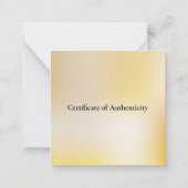 Certificaatechtheid voor juweliele goudgradiënt notitiekaartje (Achterkant)