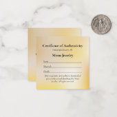 Certificaatechtheid voor juweliele goudgradiënt notitiekaartje (Voorkant / Achterkant in situ)