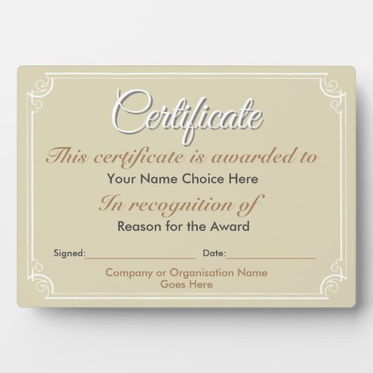 Certificaatonderscheidingsblad Fotoplaat (voorkant)