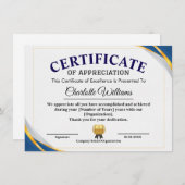 Certificate of Achievement & Appreciation Kaart (Voorkant / Achterkant)