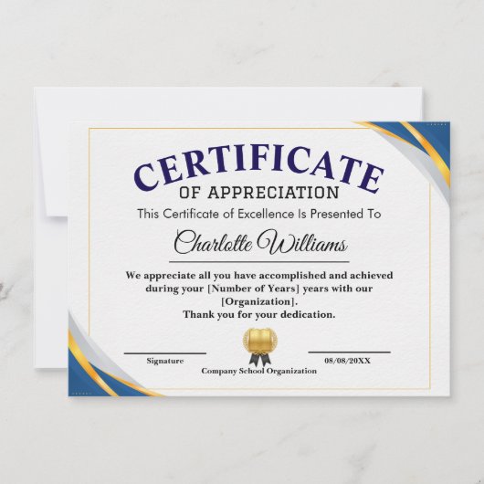 Certificate of Achievement & Appreciation Kaart (Voorkant)