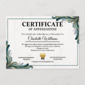 Certificate of Appreciation Editable Award Templat Informatiekaartje (Voorkant)