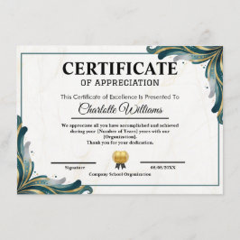 Certificate of Appreciation Editable Award Templat Informatiekaartje
