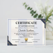 Certificate of Appreciation  Professional Award Informatiekaartje (Staand voorkant)