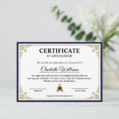  Certificate of Appreciation Template Classic Informatiekaartje (Staand voorkant)