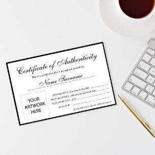 Certificate of Authenticity Artwork by
