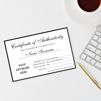 Certificate of Authenticity Artwork by