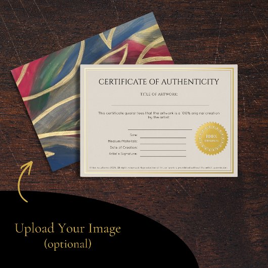 Certificate of Authenticity for Artists Folie Uitnodiging