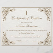 Certificate of Baptism, Baby Dedication (Voorkant)