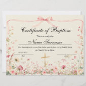 Certificate of Baptism, Baby Dedication (Voorkant)