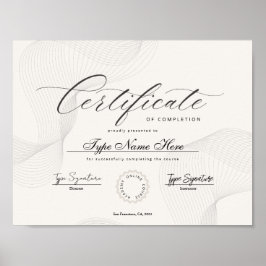 Certificate of completion, achievement, diploma poster