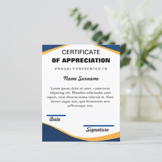 Certificate of Completion & APPRECIATION Template (Staand voorkant)