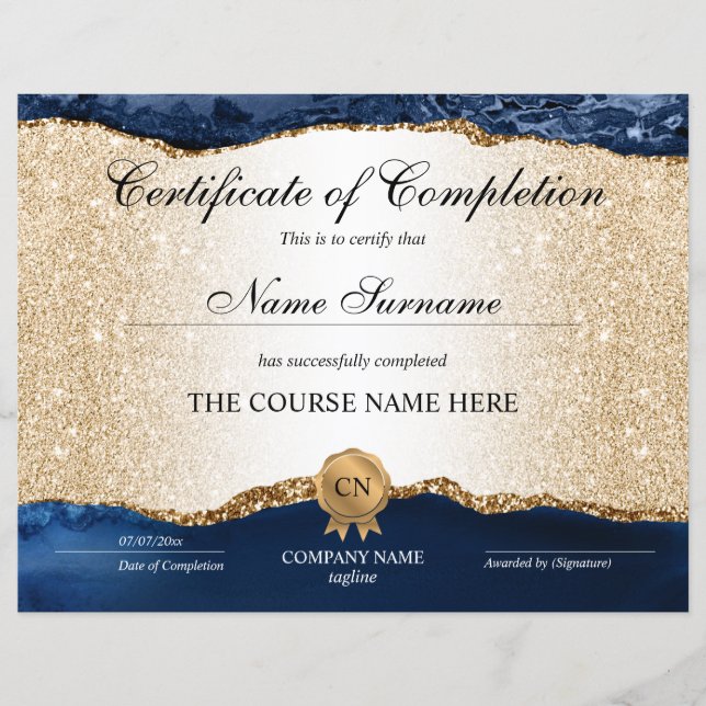 Certificate of Completion Award Course Beauty (Voorkant)