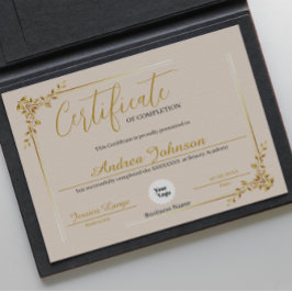 Certificate of Completion Awards Script Golden