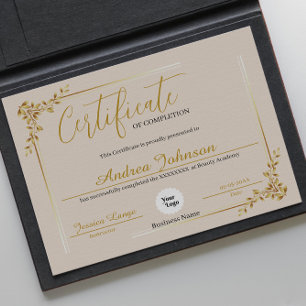 Certificate of Completion Awards Script Golden