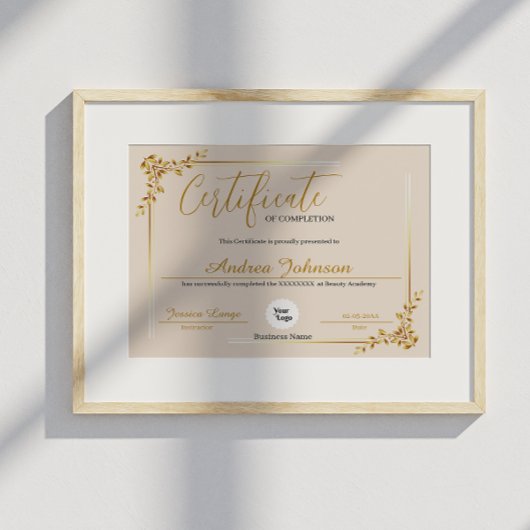 Certificate of Completion Awards Script Golden Poster