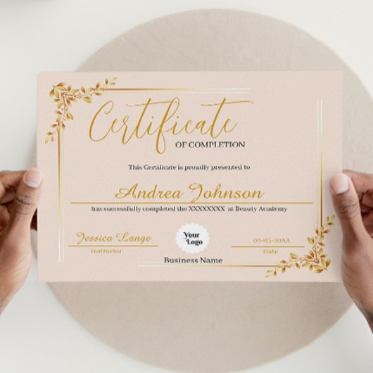 Certificate of Completion Awards Script Golden Poster