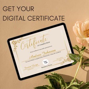 Certificate of Completion Awards Script Golden Poster