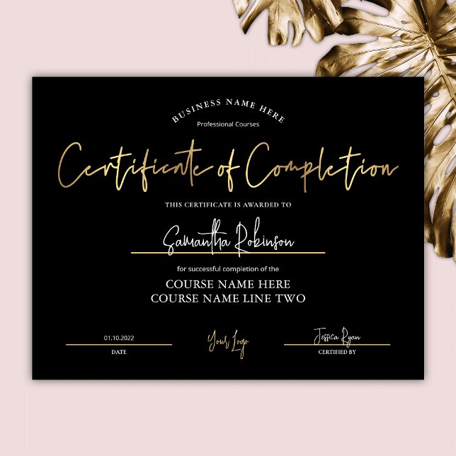 Certificate of Completion Black Gold Beauty Award (Creator heeft geüpload)