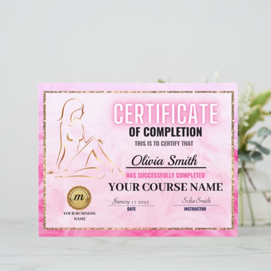 Certificate of Completion Template, Body Sculpting (Staand voorkant)