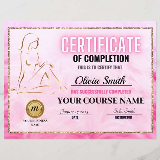 Certificate of Completion Template, Body Sculpting (Voorkant)