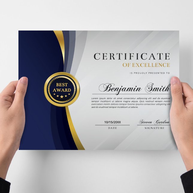 Certificate of Excellence Blue & Gold Award (Creator heeft geüpload)