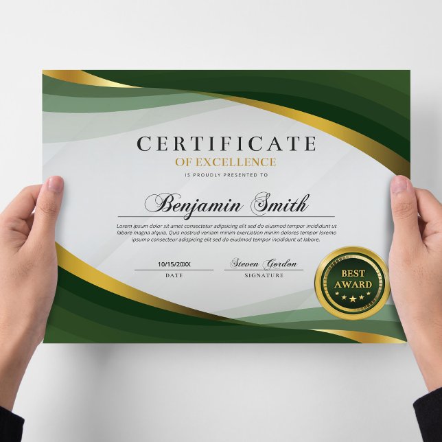 Certificate of Excellence Green & Gold Award (Creator heeft geüpload)