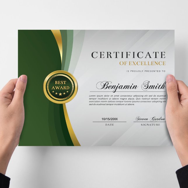 Certificate of Excellence Green & Gold Award (Creator heeft geüpload)