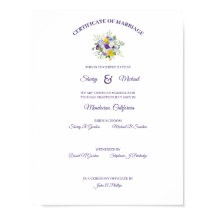 Certificate Simple Floral Rozen Pansy Bouquet