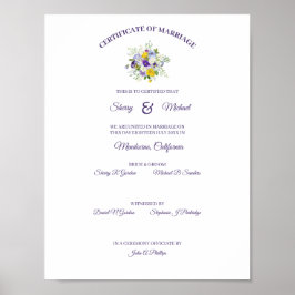 Certificate Simple Floral Rozen Pansy Bouquet Poster