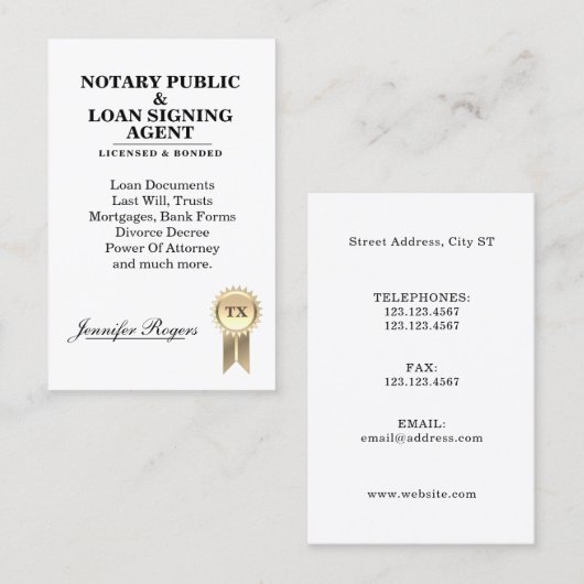 Certificering contractonderzoek visitekaartje (Voorkant / Achterkant)