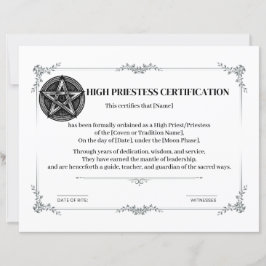 Certificering van Hogepriesteres