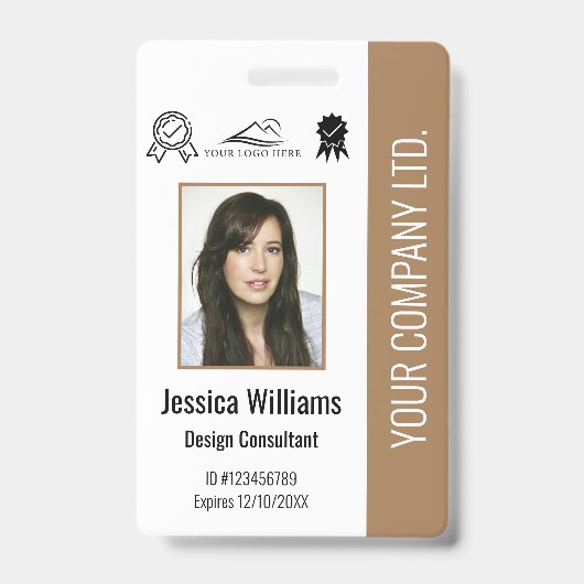 Certificering van pasfoto werknemers Brown ID Badge (Voorzijde)