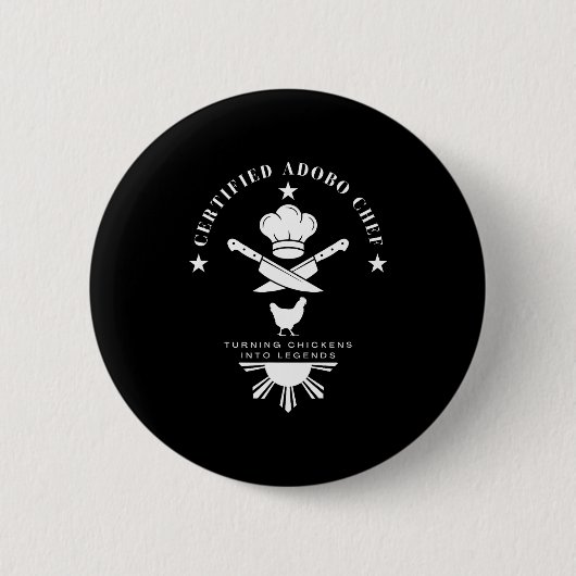 Certified Adobo Chef New Filino Graphics Statement Ronde Button 5,7 Cm (Voorkant)
