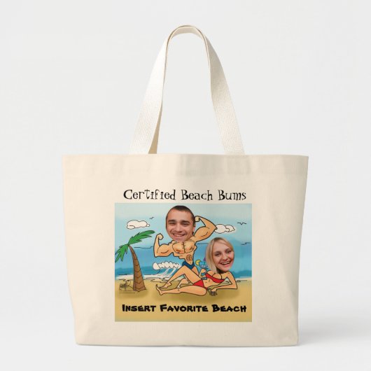 Certified Beach Bums Cut Out Grote Tote Bag (Voorkant)