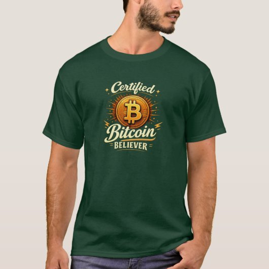 Certified Bitcoin Believer Funny Crypto T-Shirt (Voorkant)