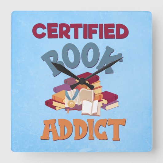 Certified Book Addict Vierkante Klok (Voorkant)