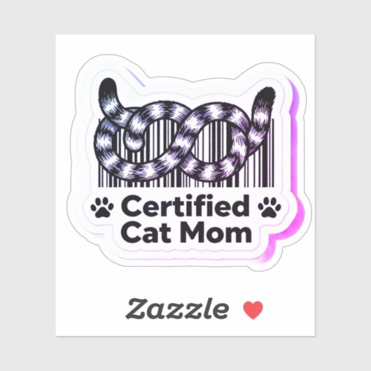Certified Cat Mom – Minimal Barcode Tails Sticker (Vel)