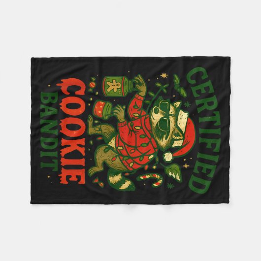 Certified Cookie Bandit, Funny Christmas Lights Ra Fleece Deken (Voorkant (Horizontaal))