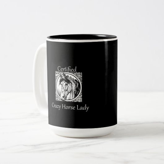 "Certified Crazy Horse Lady" Coffe of Tea Mok (Voorkant links)
