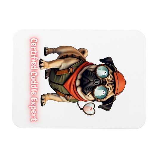 Certified Cuddle Expert Fridge Magnet – Cute Pug Magneet (Horizontaal)