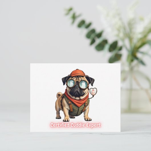 Certified Cuddle Expert Invitation Postcard Uitnodiging Briefkaart (Staand voorkant)