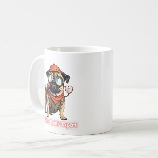 Certified Cuddle Expert Mug – Funny Pug Lover  Koffiemok (Voorkant links)