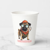 Certified Cuddle Expert Paper Cup – Cute Pug Party Papieren Bekers (Voorkant)