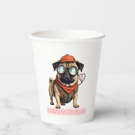 Certified Cuddle Expert Paper Cup – Cute Pug Party Papieren Bekers