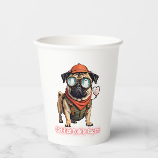 Certified Cuddle Expert Paper Cup – Cute Pug Party Papieren Bekers